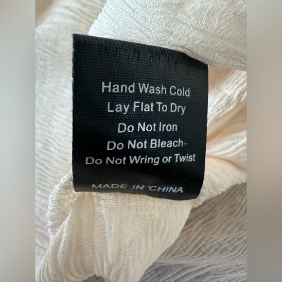 NWT Pol Bohemian Retro Lace Sheer Panel Embroidered Short Sleeve Dress White Med - Picture 10 of 12